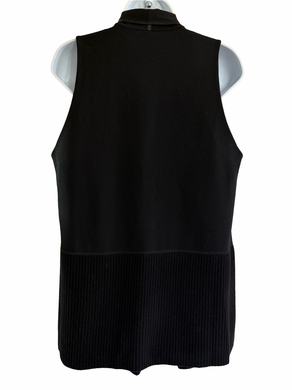 Lafayette 148 Black Wool Drape Front Long Vest Cardigan M - Picture 4 of 8
